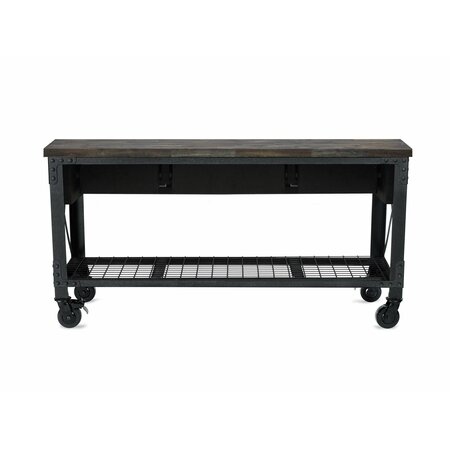 Duramax 72 In x 24 In. 3 Drawer Rolling Industrial Workbench with Wood Top - Aged Espresso 68001-E